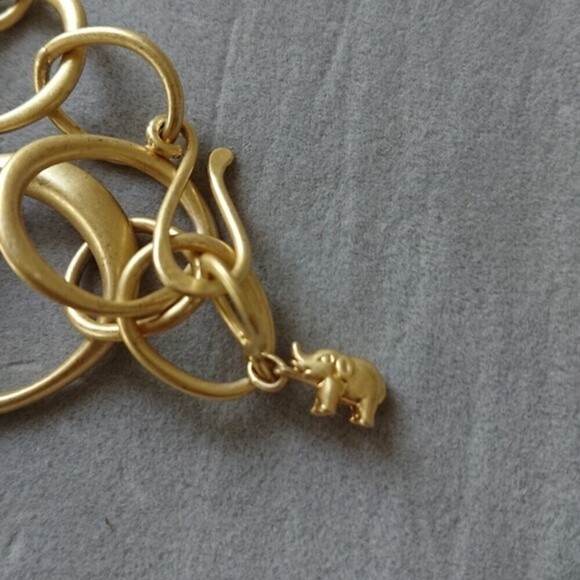 Banana republic double layer green & gold bold statement necklace - Picture 4 of 13